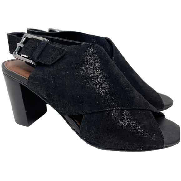 Donald J. Pliner Sandals Peep Toe Suede Black 6.5 - Picture 1 of 13